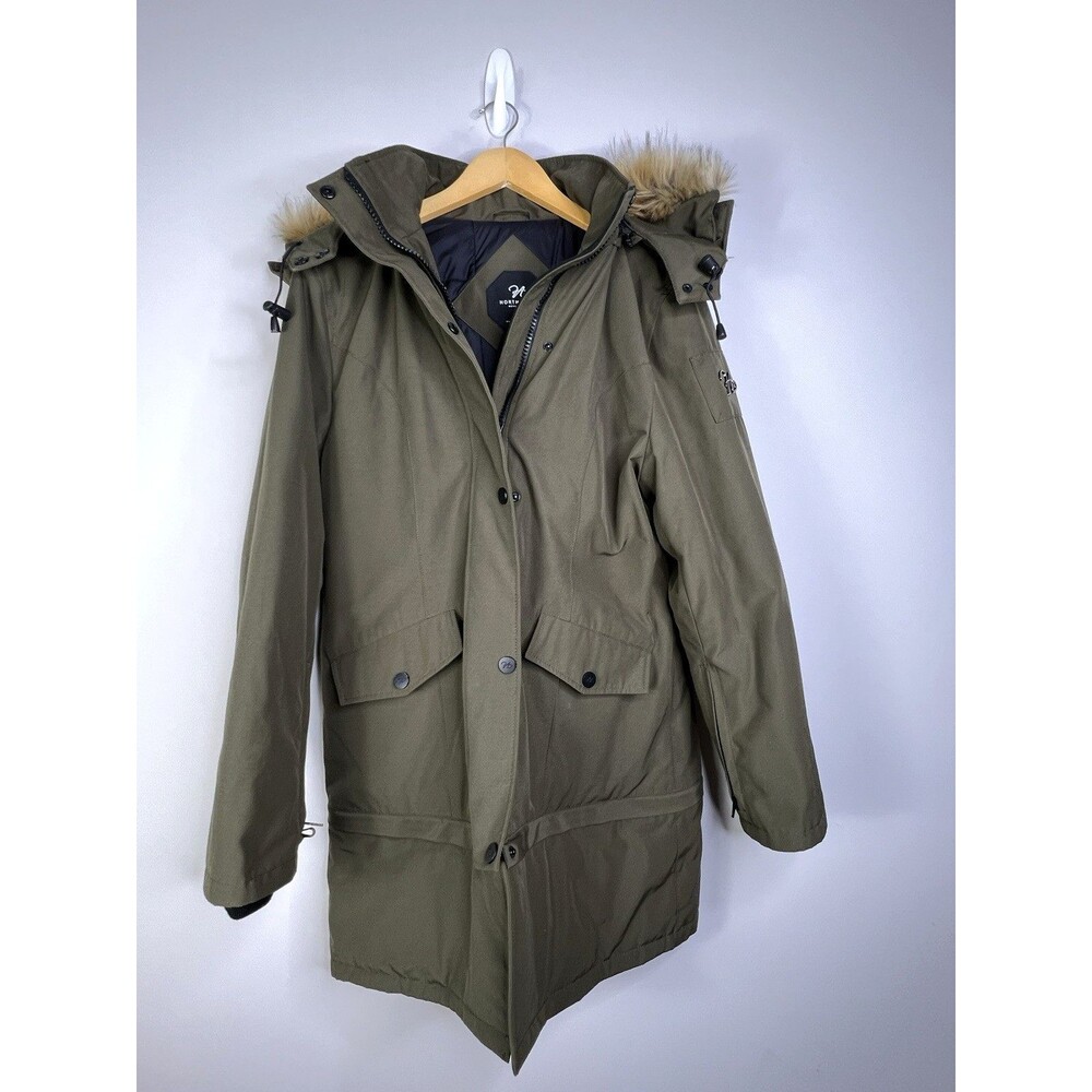 North Aware Womens Expedition 1.0 Winter Jacket Coat Green Parka Sz Medium EUC